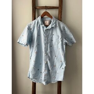 Quiksilver Button Down Shirt Floral Print Short Sleeve Casual S